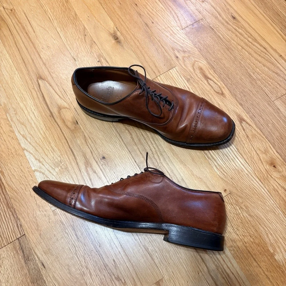 Allen Edmonds Byron Cap Toe Brogue Oxford Mens Size 10 B Brown Leather Shoes